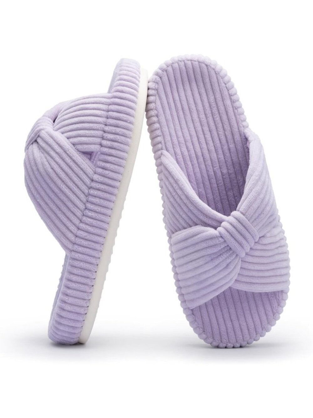 〽️Womens Purple Memory Foam House Bedroom Corduroy Crossband Slipper Comfy Shoes